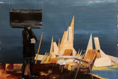 Rozhled - kombinovaná technika na plátně, 165 x 165 cm, 2020